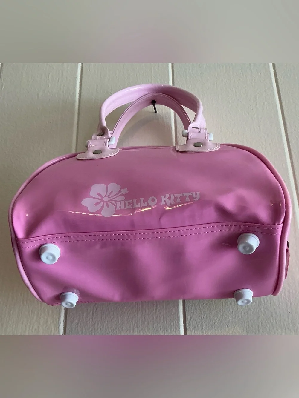Vntg Rare Y2K Hawaii Hibiscus Flower Sanrio Hello Kitty Mini Bowler Handbag Bag